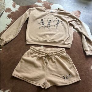 If It Were Me Tan Halloween Dancing Skeleton Matching Set